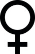 © QuickDesign24 - Vector a simple black and white illustration of the female gender symbol with a circle and cross shape design