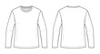 © naufal - Outline drawing of a long-sleeved t-shirt, showcasing both the front and back views, concept for fashion design, apparel mockups and textile illustration
