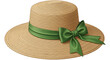 © MDGOLAM - Straw sun hat with green ribbon and bow for summer fashion