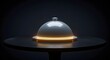 © Fasbir - Exclusive Dinner Service Cloche on Dark Table with Dramatic Glowing Light Effect