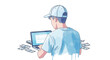 © pennywise - Man Working on Laptop Surrounded by Money Online Business Success.