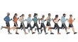 © Gyu - Diverse group of people running together in a marathon or race.
