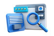 © Scenic Vault  - 3d render of website interface with magnifying glass, search engine optimization (seo) concept, isolated on transparent background