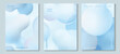 © lightgirl - Blue liquid blobs set. Abstract colored spheres in flight or liquid glass. Organic liquid shapes flying. Cover template for banner, brochure ads Vector 3d illustration