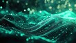 © vectorwin - Digital particles forming flowing wave data background