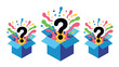 ©  FrameStock - Three blue boxes with question marks and colorful explosions