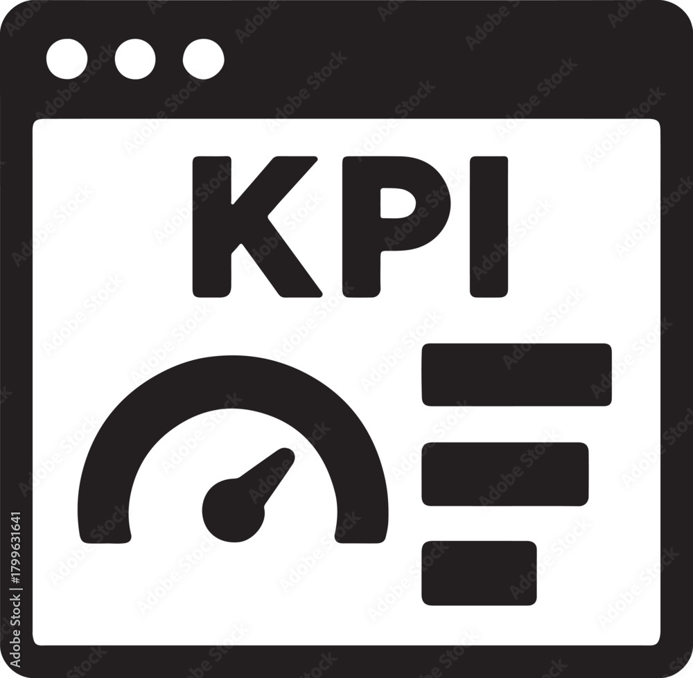 KPI metrics dashboard icon in bold vector style for performance ...