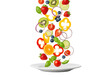 © SHAMOLY - Fresh Fruit and Vegetable Salad Ingredients Falling Onto Plate