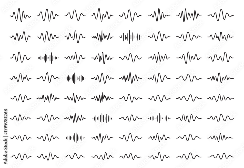 Set of Varied Audio Waveforms for Podcast, Music, Voice, and Digital ...