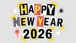 © Shahjahangdb - Happy new year 2026 playful cut-out letters with stars design