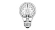 © JAWAD - Hand drawn concept illustration of brain inside lightbulb with gear creativity and ideas