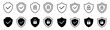 © dlyastokiv - Shield security icon set, protection symbols, security icon with check mark and lock sign