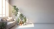 © Arthinart - Serene indoor scene with sofa, plants, and sunlight for relaxation