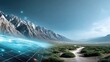 © Hospital man - Exploring the intersection of nature and technology in a stunning mountain landscape digital art futuristic environment panoramic view