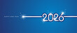 © simbos - 2026 New Year continuous ribbon. Abstract blue white flag of Greece Scotland in the shape of 2026 logo with sparkle firework for calendar, banner, poster, social media post