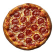 © Suraya - Delicious freshly baked pepperoni pizza, top view, isolated on white