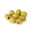© dencaLE - Close-Up of Green Pitted Olives – Fresh Mediterranean Snack Isolated on White