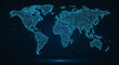 © SAMS - World map made of circuit board pattern on dark blue background