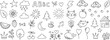 © scar - Cute collection of simple hand-drawn doodle icons, perfect for children's designs, featuring various nature elements, common objects, and playful learning symbols in a charming sketch style