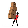 © ROSARIO - Man Carrying Stack of Cardboard Boxes Illustration.