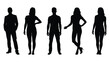 © Zahid - Diverse group of five people silhouettes standing together against a white background