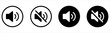 © akram - Sound control simplicity with mute options for your project sounds, volume up and down icons in a clean, modern style for apps and websites.