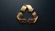 © Almahyra - 3D Gold Recycle Symbol on Dark Background. Possible use for environmental, sustainability or recycling projects