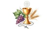 © Selene Studio - First Communion Symbols - Chalice, Host, Grapes, Wheat, and Rosary, Eucharist, Holy communion, Mass