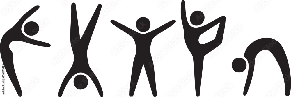 Xercise Pictograms Yoga Poses and Exercise Pictograms Stock Vector | Adobe Stock