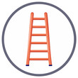 © Анастасия Зеленько - Illustration of a Simple Orange Ladder with Steps Inside of a Circle Icon Construction Tool