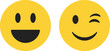 © Dheip - Two cheerful yellow emoji faces one smiling broadly and the other winking with a smile