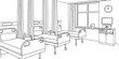 © aluna1 - Hospital ward graphic black white interior sketch illustration vector