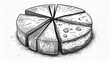 © kadek - Hand-drawn pie chart showing different segments, rendered in grayscale, with detailed shading