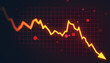 © Who is Danny - Global financial market crash with downward arrow and graph on digital red grid background showing crisis and economic collapse impact concept. 3D Rendering