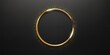 © backup16 - Golden circle frame with dotted halftone light effect. Circular glowing metallic ring, button, stamp, emblem, sticker, label. Modern luxury abstract vector illustration.