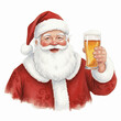 © Arun168 - Jolly Santa Drinks Santa with Beer isolated watercolor vector illustration svg
