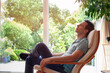 © Song_about_summer - man relaxing at home after work, rest and relaxation for mental health and wellbeing, person with closed eyes sitting in armchair