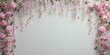 © pantila - Floral Cascade: Pink Roses & Blossoms on White