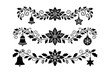 © MdNazmul - A curated set of three black silhouette Christmas dividers featuring elegant poinsettia flowers, holly, festive bells, and star ornaments