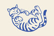 © Victoria - Rolling striped cat hand drawn doodle vector illustration