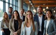 © Gabriel - happy team of diverse corporate employees in the office lobby. High quality