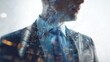 © dika - A man in a suit is superimposed with a city landscape, reflecting an idea of integration and urban identity