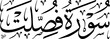© omaroimages - Elegant black Arabic calligraphy on a white background, forming the words 'Surah Fadilah' (Virtuous Chapter) in a traditional script, showcasing Islamic art and cultural heritage.