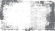 © Pixel Park - Faded distressed newspaper page with textured gray ink print and scattered dots on white background vintage