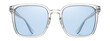 © OMD - Square blue light blocking lenses in clear plastic frames with nose pads.