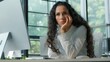 © Yuliia - Serious Hispanic business woman working with computer boring businesswoman female girl employer tired working in office upset feeling tired fatigued exhausted boring online task unmotivated bad worker