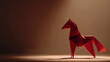 © heerim studio - A captivating origami horse under a warm light, simple design with soft tones