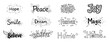 © Aisha Kudorova - hand lettered inspirational words doodle quote set vector