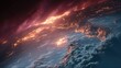 © Mykhailo - Artistic depiction of Earth from space with city lights and cloud formations at dusk