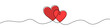 © chekman - One line drawing of two red hearts. Continuous line art symbolizing love and relationships. Vector illustration for celebration and holiday design.